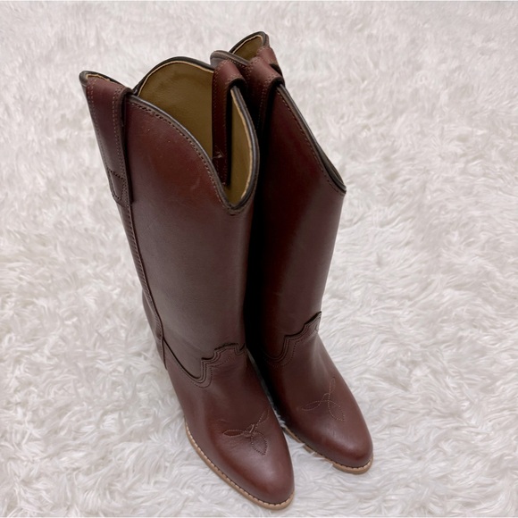 Vintage Sears Cowgirl Boots Brown Genuine Leather Cowgirl Boots Cowboy Boots - Picture 3 of 7